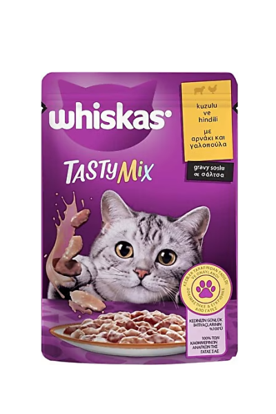 WHİSKAS POUCH TASTYMİX KUZULU HİNDİ ETLİ 85 GR
